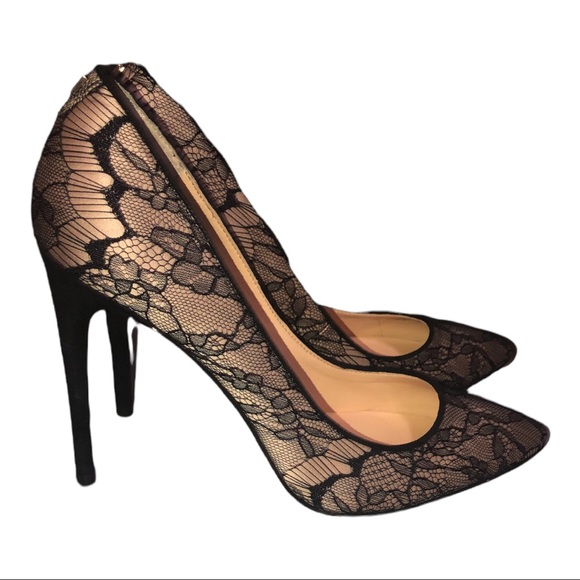 Ivanka Trump Shoes - Ivanka Trump black lace nude illusion Krissy stilettos size 10 new
